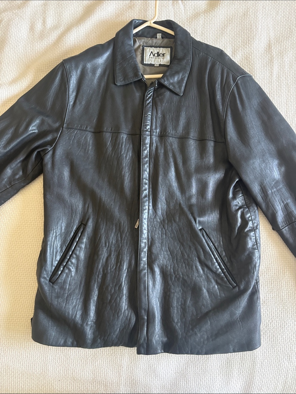 Men's Black Leather Zip-Up Bomber Jacket